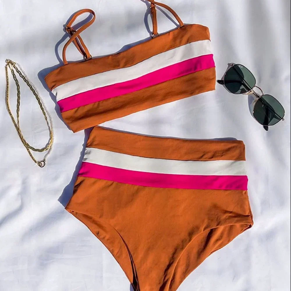 L*Space Swim REBEL Stripe Bikini Top
